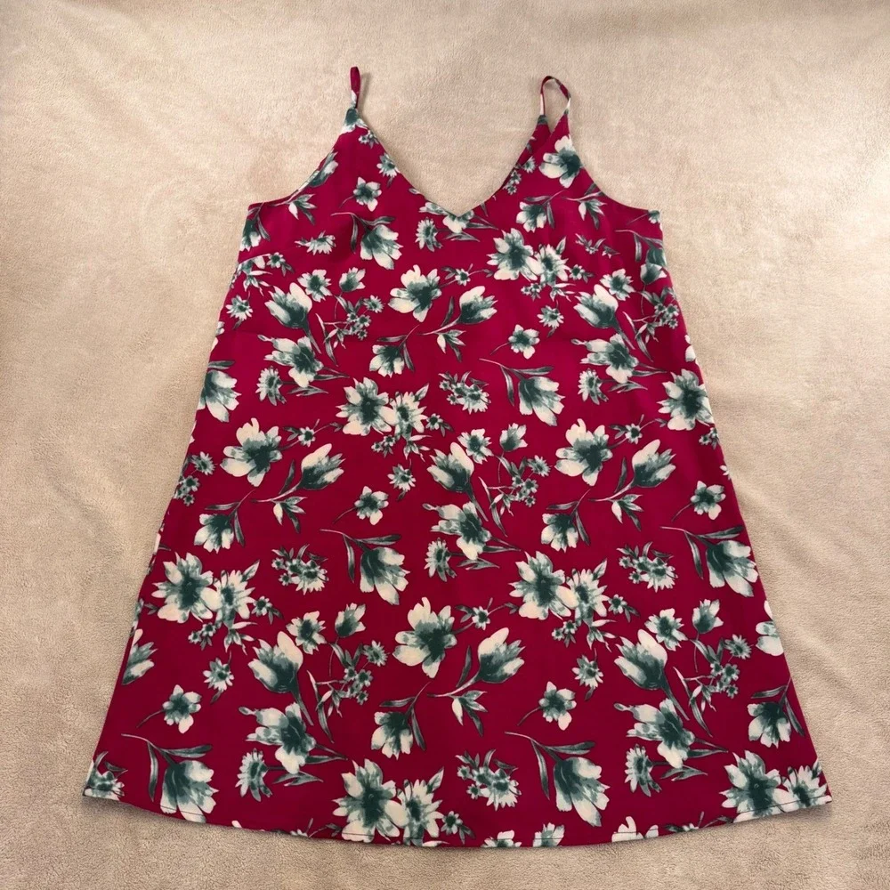 Summer Floral Mini Swing Tank Dress‎ Boho Vacation Beach Cottagecore Sz L